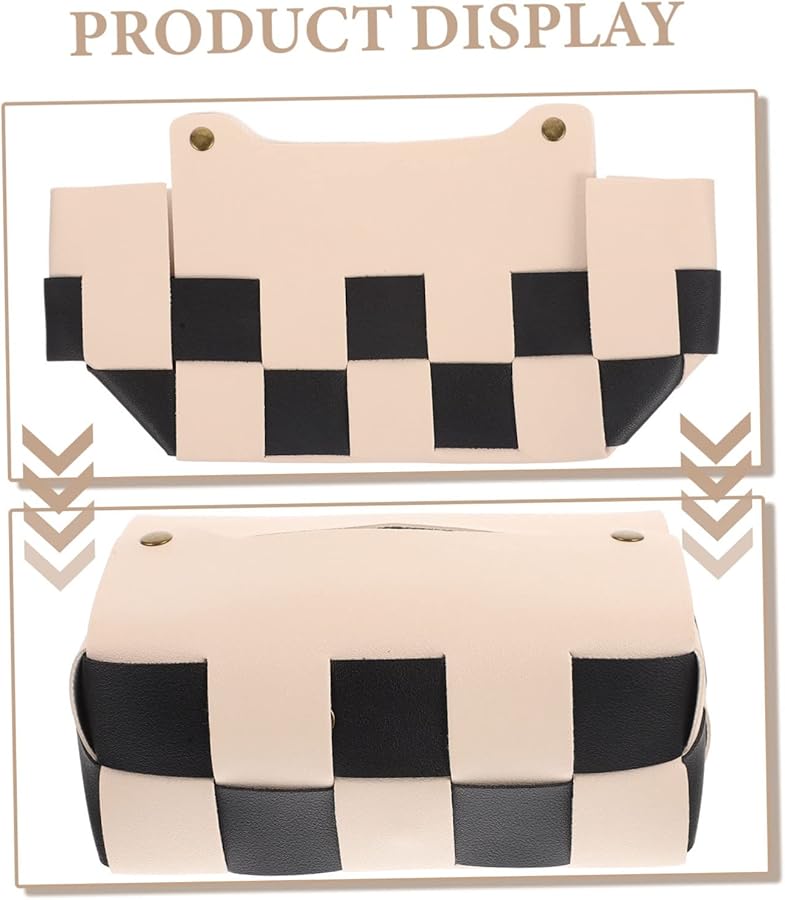 حامل علبة المناديل الجلدية البيضاء لحالة تخزين المناديل الزخرفية للمنزل والمكتب والسيارة - Image 4